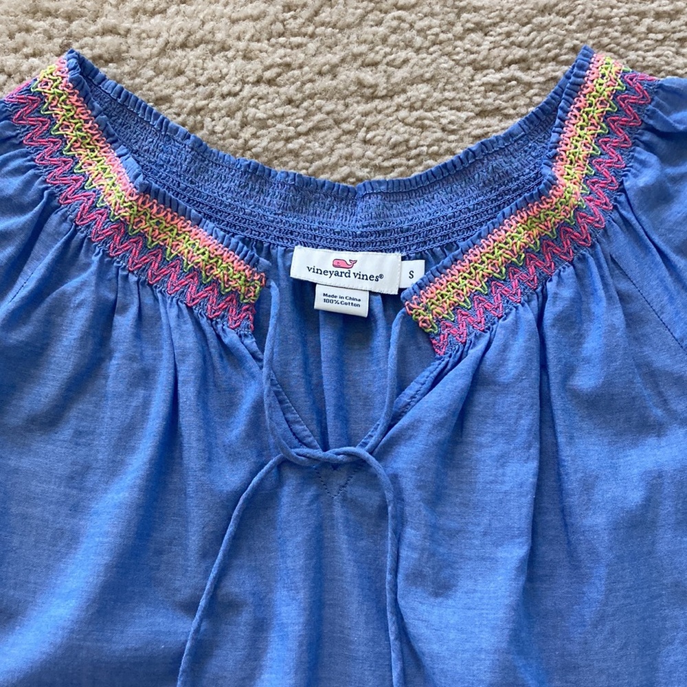 Vineyard Vines Chambray Smocked Top - Picture 3 of 6
